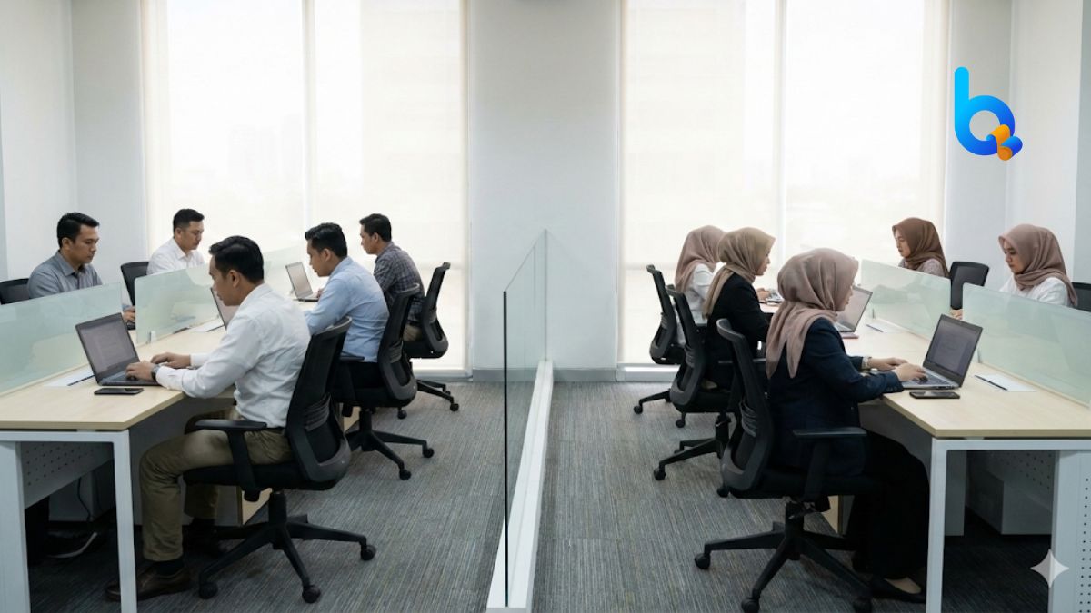 Lingkungan kerja rekan kerja pendidikan yang profesional dengan batas interaksi yang terjaga