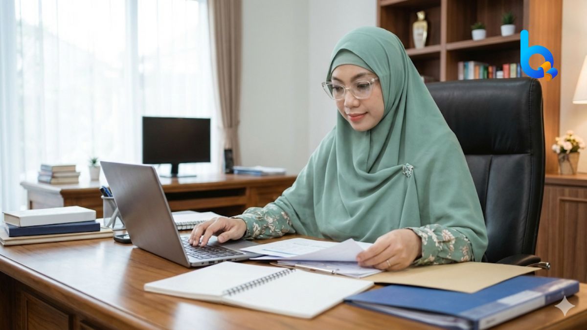 Pemimpin lembaga pendidikan sedang merefleksikan peran dan tanggung jawab kerja secara profesional